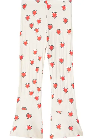 Mini Rodini Pantaloni flared Outlined Hearts in misto cotone