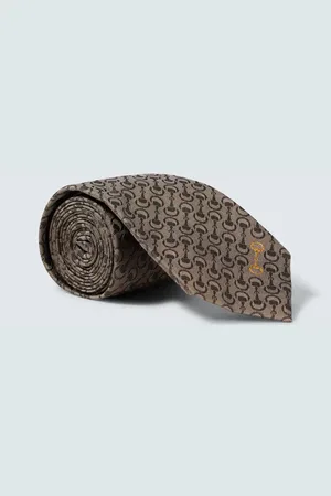 Gucci Cravatta Horsebit in jacquard di seta