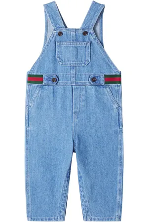 Gucci Baby - Salopette di jeans Web Stripe