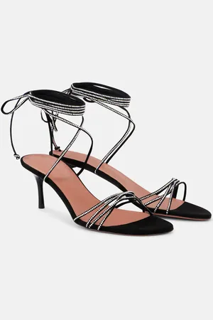 Amina Muaddi Sandali Lori 60 in suede con cristalli