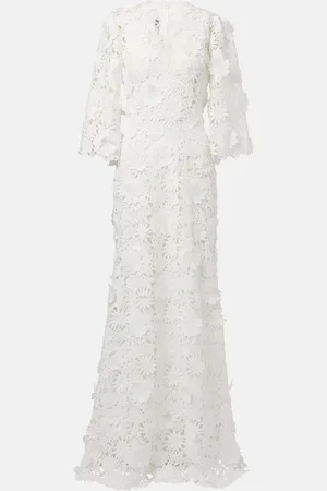 MONIQUE LHUILLIER Abito da sposa in pizzo con stampa floreale