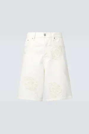 DRIES VAN NOTEN Bermuda di jeans con ricamo