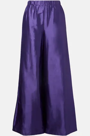 Max Mara Pantaloni Avio in raso di seta a vita alta