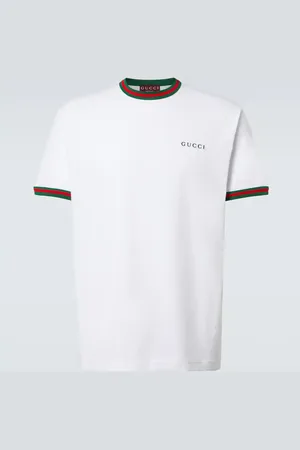 Gucci T-shirt in jersey di cotone con logo Webstripe