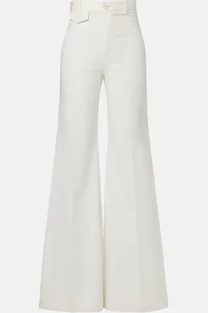Chloé Chloé Pantaloni flared in canvas di cotone a vita alta