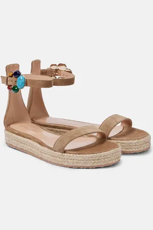 Gianvito Rossi Sandali espadrillas in suede con cristalli