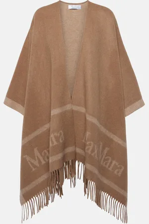 Max Mara Poncho in jacquard di lana con logo