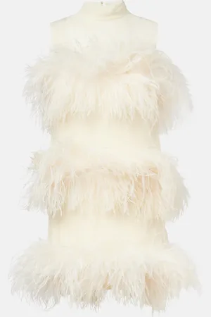 ‎Taller Marmo‎ Abito corto Divine in chiffon con piume