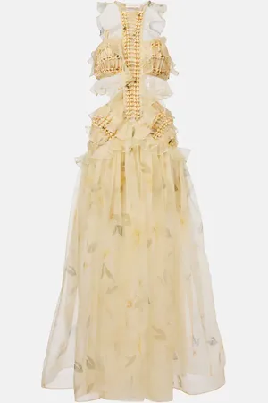 ZIMMERMANN Abito lungo Balance in organza di seta con volant