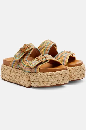 Robert Clergerie Sandali Quinie in rafia con plateau