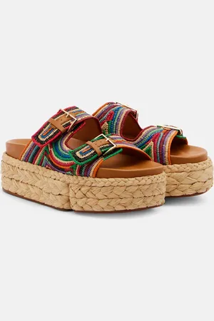 Robert Clergerie Sandali Quinie in rafia con plateau