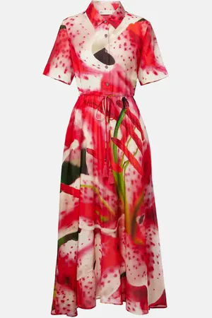 Tory Burch Abito chemisier in seta e cotone con stampa