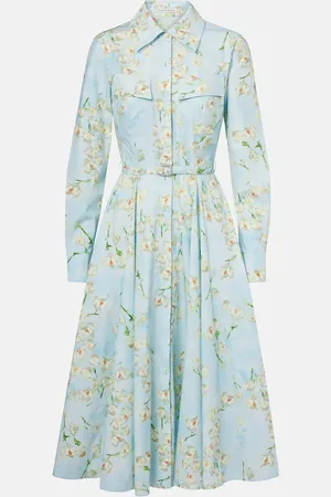 EMILIA WICKSTEAD Abito chemisier in popeline di cotone con stampa floreale
