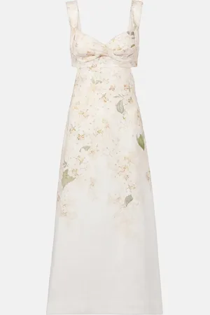 ZIMMERMANN Abito midi Balance in lino con stampa floreale