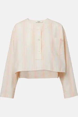 Chloé Chloé Top cropped in cotone a righe