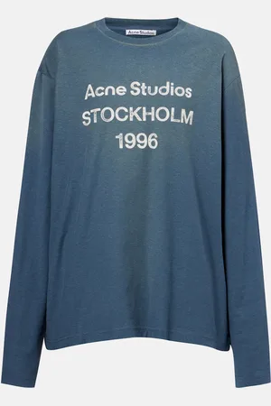 Acne Studios Top distressed in jersey di misto cotone