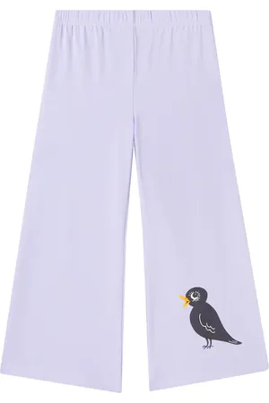 Mini Rodini Pantaloni flared Birds in jersey di misto cotone