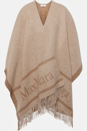 Max Mara Poncho Logo in jacquard di lana