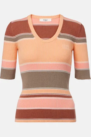 Chloé Chloé Top in maglia di cotone a coste a righe