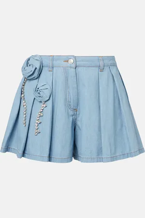 AREA Shorts di jeans con applicazioni floreali