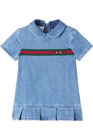 Gucci Baby - Abito di jeans Horsebit Web Stripe