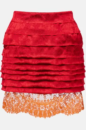 Saint Laurent Minigonna in jacquard con pizzo