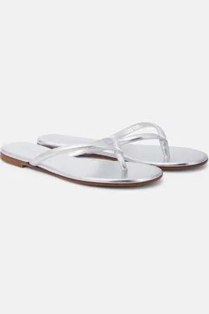 Gianvito Rossi Sandali infradito Calypso in pelle metallizzata