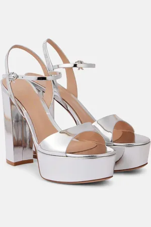 Gianvito Rossi Sandali con plateau in pelle metallizzata