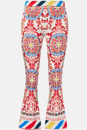 Dolce & Gabbana Pantaloni cropped cropped in misto seta con stampa