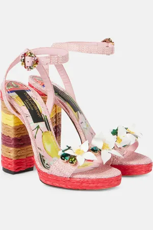 Dolce & Gabbana Sandali Taormina 105 in rafia con cristalli