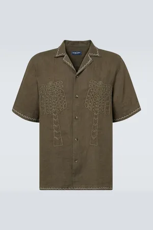Frescobol Carioca Camicia Flavio in lino con ricamo