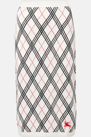 Burberry Gonna midi in maglia di cotone Argyle
