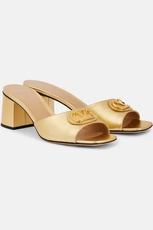 VALENTINO GARAVANI Mules VLogo in pelle metallizzata