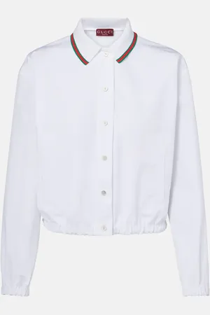Gucci Top in popeline di cotone Web Stripe