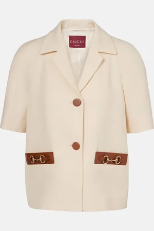 Gucci Blazer Horsebit in canvas di lino con pelle