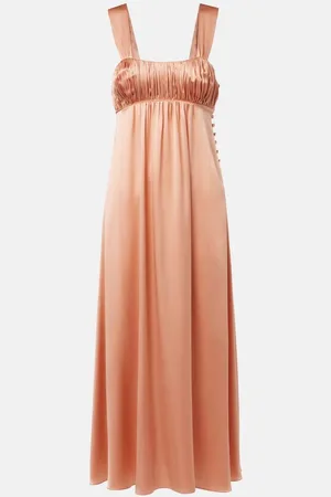Chloé Chloé Abito midi in raso di seta con ruches