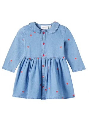 Mini Rodini Abito chemisier in denim con ricamo