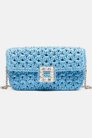 Roger Vivier Clutch Jeu de Fille in rafia con cristalli