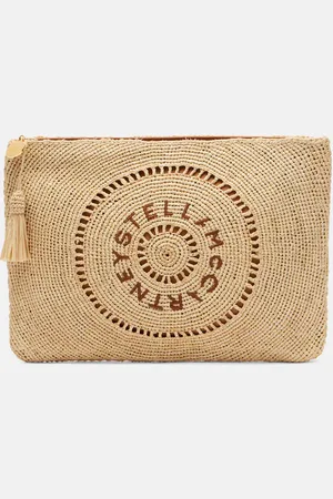 Stella McCartney Clutch in rafia con logo