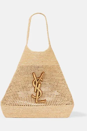 Saint Laurent Borsa Icare in rafia con logo