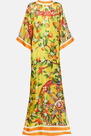Dolce & Gabbana Abito lungo in seta con stampa