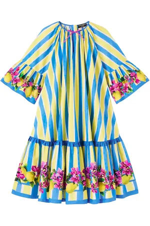 Dolce & Gabbana Abito Taormina in cotone a righe con stampa floreale