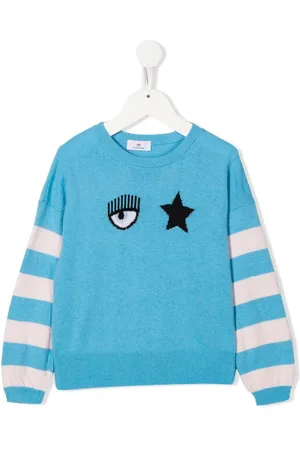 Chiara Ferragni Felpa bambina a righe girocollo con stampa Eye