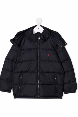 Ralph Lauren Giacca bambino blu scuro con cappuccio e ricamo logo sul petto
