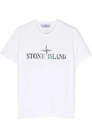 Stone Island T shirt bianca con stampa