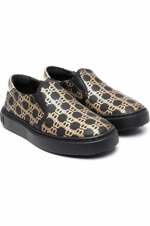 Balmain Scarpa da bambino senza lacci nero oro