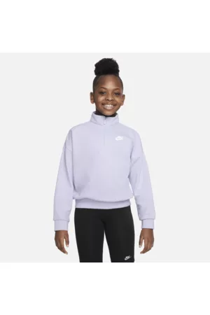 Nike Bambina T-shirt - Top con zip a metà lunghezza Sportswear Club Fleece – Ragazza