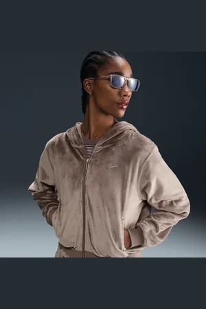 Nike Felpa ampia in velour con cappuccio e zip a tutta lunghezza Sportswear Chill Knit – Donna