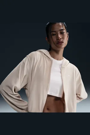 Nike Felpa ampia in velour con cappuccio e zip a tutta lunghezza Sportswear Chill Knit – Donna