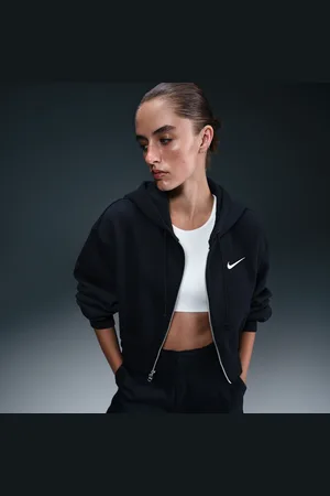 Nike Felpa corta loose fit con cappuccio e zip a tutta lunghezza Sportswear Phoenix Fleece – Donna
